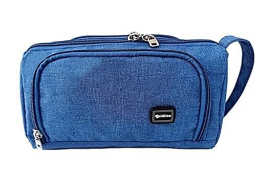 DevTech Unisex Toiletry Bag, Waterproof Portable Travel Wash & Cosmetic Organizer, Gym Shaving & Shower Bag, Makeup & Deep Kit Bag with Handle (Blue)