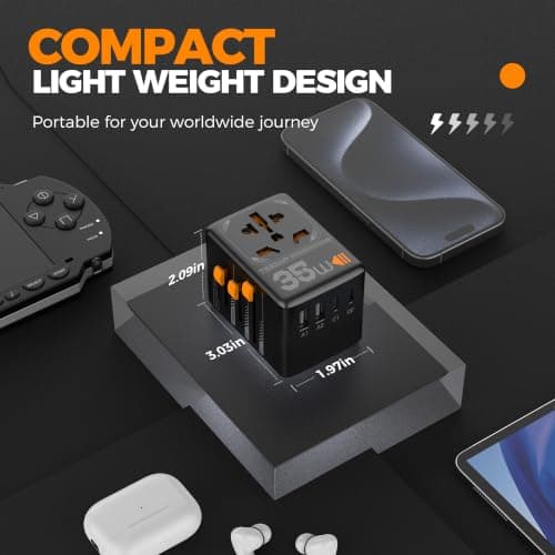 TESSAN 35W Universal Travel Adapter Worldwide with 3 USB C 2 USB A Ports — view 5
