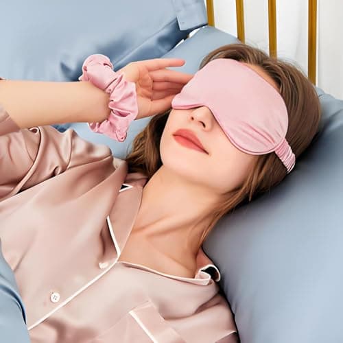 Silk Eye Mask for Sleeping, 4Pcs Silk Sleep Mask Set (Pink) — view 6