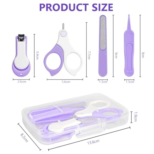 Vicloon Baby Nail Kit, 4-in-1 Baby Nail Care Set, Baby Nail Care Tool, Baby Nail Care Set Manicure Set Includes Baby Scissors, Nail Clippers, Baby Nail File and Tweezer for Newborn Infant Toddler — view 2