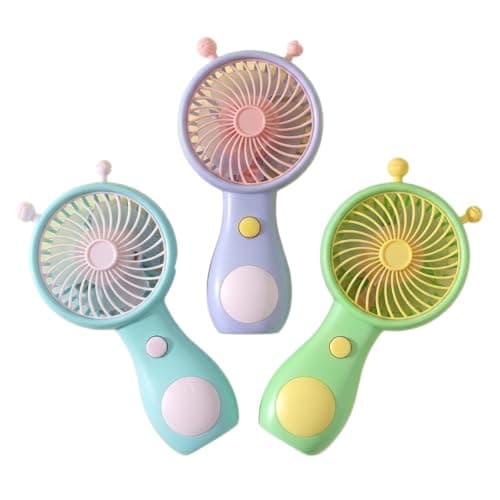 Falafoty 3 Pack Mini Portable Fan Cute Handheld Lightweight Personal Fan, USB Rechargeable Small Cooling Fan for Summer Outdoor Travel Office Beach Camping, Mini Desk Fan for Girl Kids Women Men