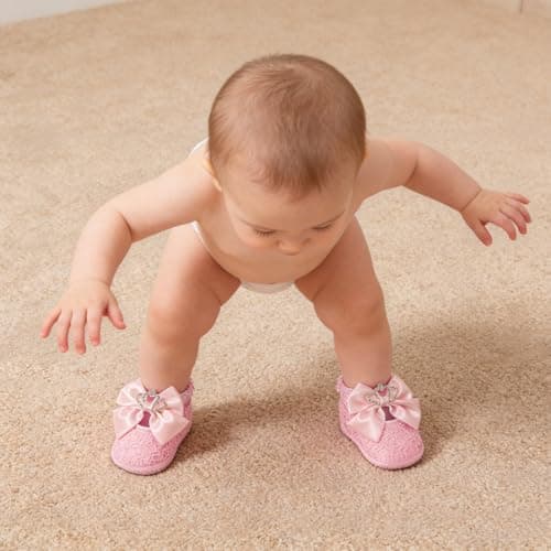 APGLSXY Stylish Crowns Bowknot Design Newborns Girl Shoe Headband Set Feature Soft Soles and Comfortable Fabric Soft Baby Footwearsophisticated Child Girl Footwear — view 2