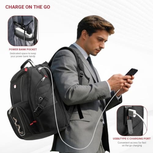 star cloud 17 Inch Travel Laptop Backpack,Business Tech Backpack with USB & Type-C Charging Port,180°TSA Friendly Travel College Work Backpack with Multiple Organizer Pockets for Men (17inch) — view 3