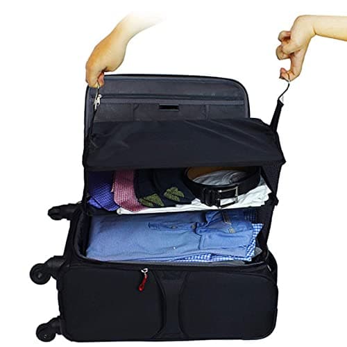 Muross Travel Luggage Organizer Portable Travel Shelves Bag 3-Shelf Suitcase Packing Cube Collapsible Hanging Closet Storage Bag Space Saver for Wardrobe Suitcase Carry On — view 5