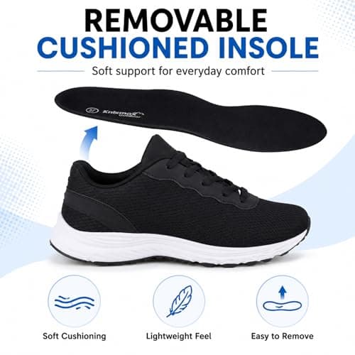 Knixmax Outdoor Wide Toe Box Trainers for Men Women Lightweight Walking Shoes with Breathable Mesh Comfortable Wide Fit Sneakers for Gym,Light Running and Everyday Wear Black UK6-EU39 — view 6