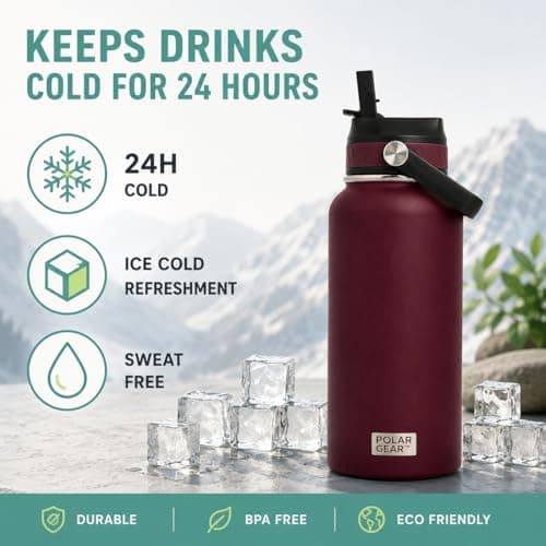 Polar Gear Insulated Water Bottle with Flip Straw - 800ml Wine — view 2