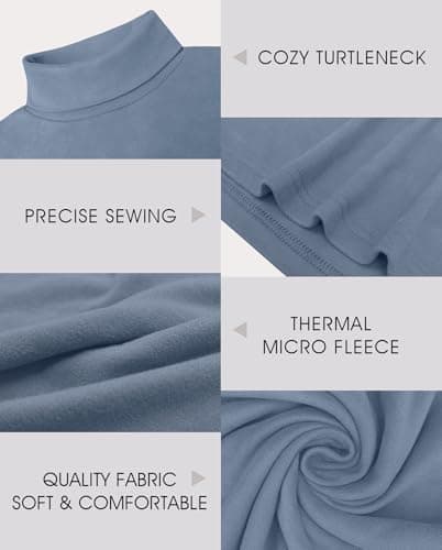 QIXING Men's Thermal Turtleneck Top, Long Sleeve Base Layer, Blue, XXL — view 4