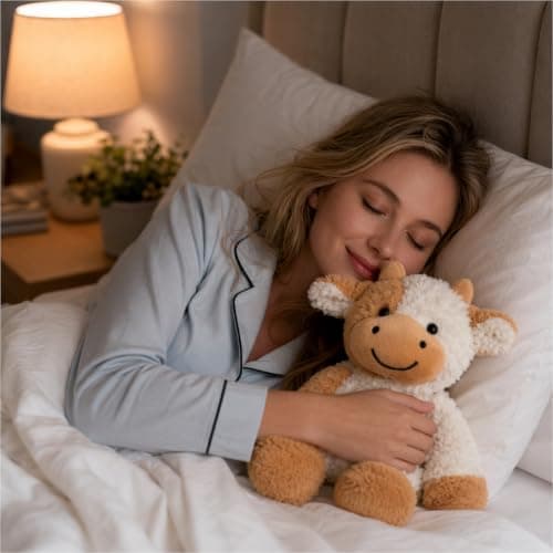 1 Pcs Cow Teddy Plush Decor, Brown White Cow Ornament, Soft Stuffed Animal — view 4