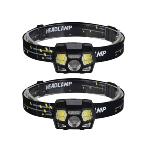 WESIEVYA 2pcs USB Rechargeable Motion Sensor Headlamp with Xpe Cob LEDs