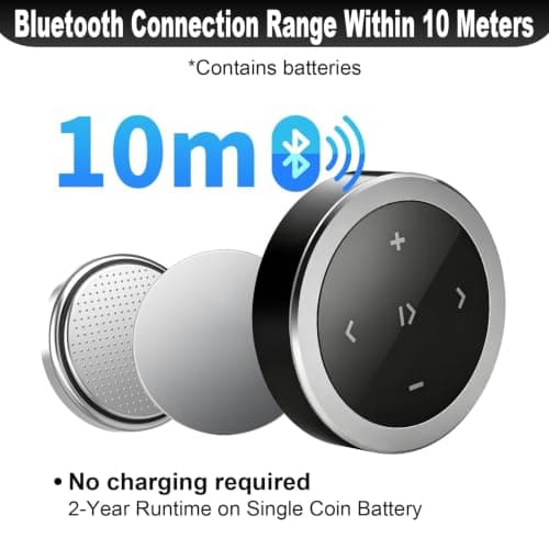Wireless Bluetooth Media Button with Steering Wheel Mount for iPhone — view 2