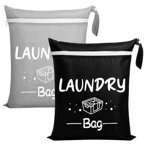 2 Pcs Travel Laundry Bags, Waterproof for Dirty Clothes, Travel Essentials for Caravan Holiday, Suitcase Laundry Bag for Travelling, Dirty Clothes Bags (Black, Grey)