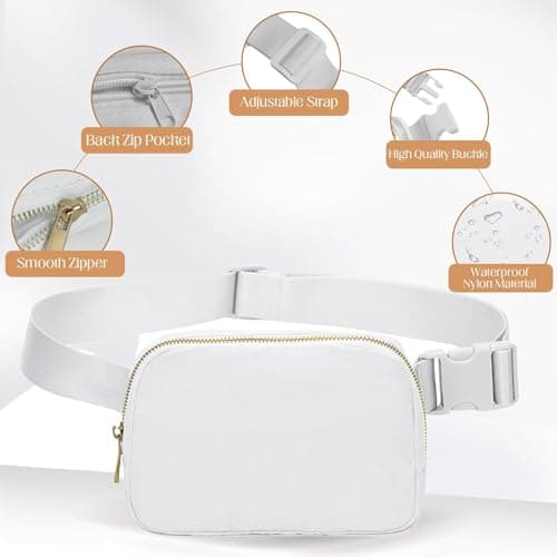 JENCVNL Belt Bag for Women Men, Fashion Bumbags for Ladies Small Crossbody Bags Fanny Pack Lightweight Waist Pack with Adjustable Strap for Running Hiking Workout Traveling (White) — view 6