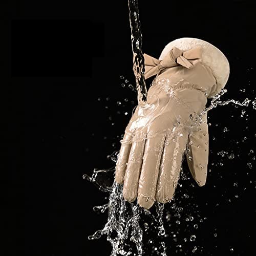 MEGAUK Womens Water Proof Warm Snow Ski Gloves Touchscreen Winter Biking Gloves with Cuff (Khaki, One Size) — view 3