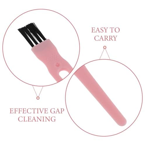 DIYEAH Mini Cleaning Brushes Lightweight Dust Removal Tool 60pcs with Pink Plastic Handle and Nylon Bristles for Electric Shavers and Beard Trimmers for Travel and Home Use — view 3