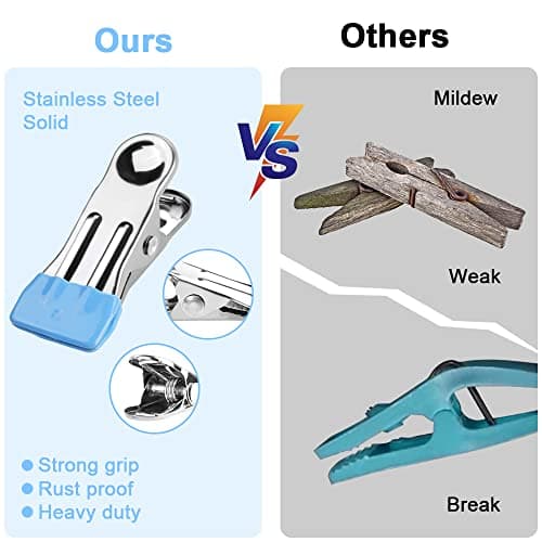 OSDUE Stainless Steel Clothes Pegs, 20Pcs Multifunctional Non-Slip Metal Clothe Pegs for Clothes, Sock, Shoes, Towel, Food Sealing, Photos — view 3