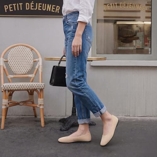 DUUCUB Women's Flats Shoes Women Comfortable Dress Shoes Squared Toe Flats Ballet Mesh Knit Flat Dressy Slip on Business Casual Shoes for Women Beige Size 7 — view 3
