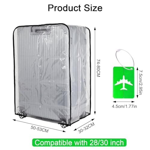 Transparent Suitcase Cover,PVC Luggage Protector Cover Waterproof Dust-Proof,Reusable 30 Inch Travel Luggage Cover with 1 Luggage Tag,Luggage Protector for Business Trip Daily Using — view 2
