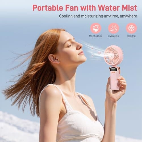 Kssvzz Portable Handheld Fan with Water Mist Spray - Pink — view 6