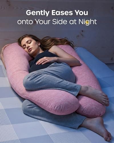 Nuliie Pregnancy Pillow for Sleeping, U Shaped (Cooling Light Pink) — view 4