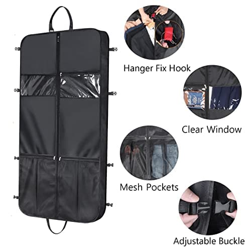 Univivi Suit Carriers for Men, Garment Bag for Travel, 50in Suit Bag, Black — view 3