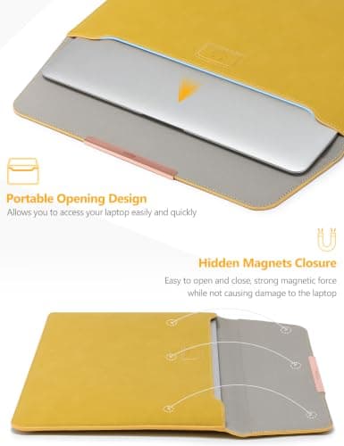 HYZUO 13.3-14 Inch Laptop Case Sleeve with Stand for MacBook,Olive Yellow — view 4