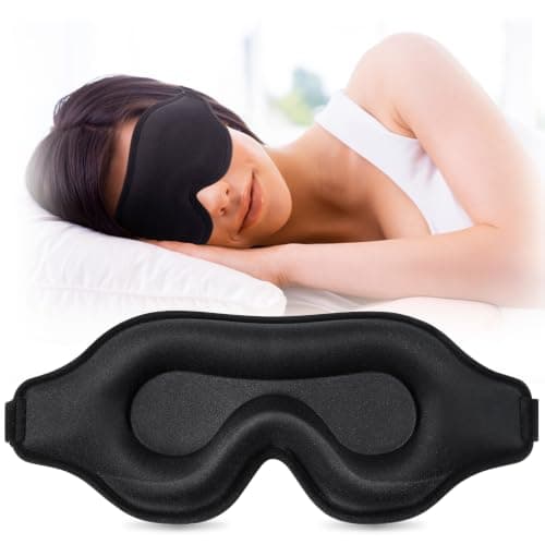 Sleep Mask for Men Women, Upgraded 3D Contoured Cup Eye mask Blindfold, Block Out Light, Eye mask with Adjustable Strap, Breathable & Soft for Sleeping, Yoga, Traveling (Black)