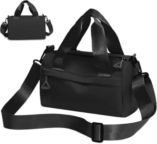 Mini Nylon Duffle Gym Bag Black 9.5x4.7x5.5 inch with Adjustable Strap — view 6