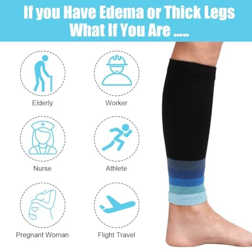 ACWOO Calf Support Compression Sleeves for Women Men, 1 Pair 15-21mmHg Class 1 Shin Splints Brace Support for Torn Muscle Pain Relief, Cramps, Sprains, Footless Leg Socks for Running Sports Flight — view 6