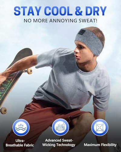 5-in-1 Sleep Headphones Bluetooth 5.4,Sports Wireless Bluetooth Headband,with Thin HD Stereo Speaker, Soft Music Headband Earphones for Men Women Teens Sleeping Workout Yoga & Travel , Washable — view 2