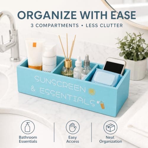 Wood Beach Storage Basket with 3 Compartment — view 3