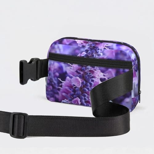 Fanny Pack For Women Men, Purple Lavender Colored Flowers Everywhere Belt Bag Waterproof Fashion Crossbody Waist Packs With Adjustable Strap Hip Bum Bag For Outdoor Hiking Running Travel — view 3