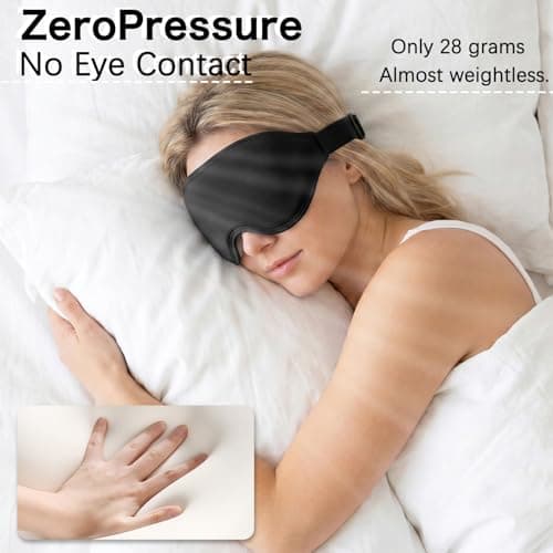 SLIJAR 100% Blackout Sleep Mask for Men Women, 3D Contoured Eye Mask for Sleeping, Zero Eye Pressure Breathable Blindfold with Adjustable Strap for Travel Office Home — view 4