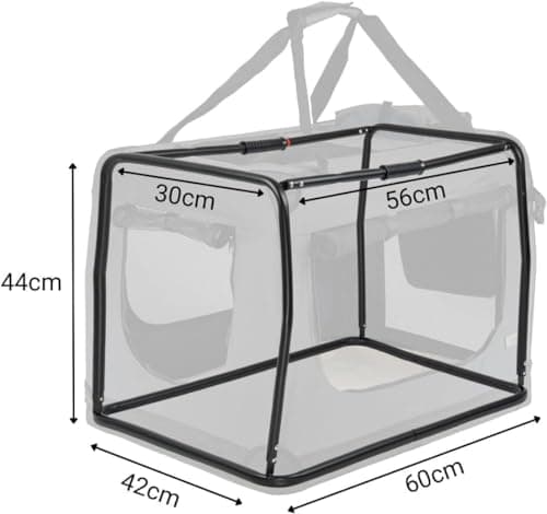 lionto Foldable Dog Crate for Travel and Car, 60 x 42 x 44 cm, Grey — view 5