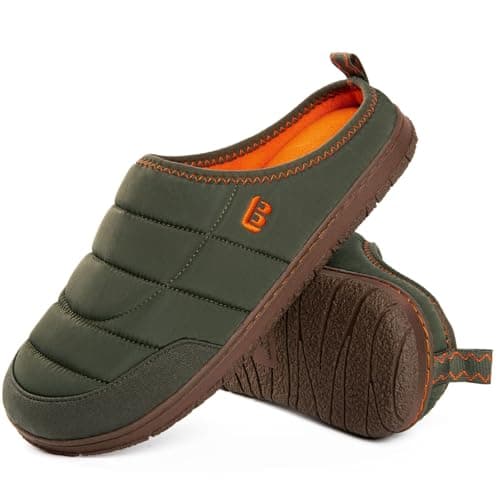 LongBay Men's Two-Tone Slippers Memory Foam Camping Outdoor Shoes, Green 12