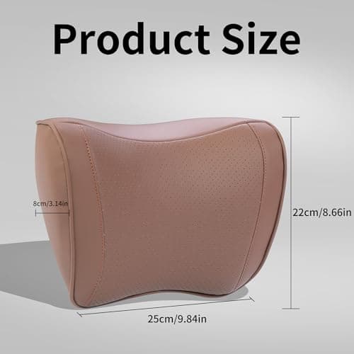 Dapucarin Car Headrest Pillow 100% Memory Foam, Breathable Removable Leather Cover, Premium Seat Support Head Neck Cushion for Driving Travel Home Office, Brown, 1 Pack — view 4
