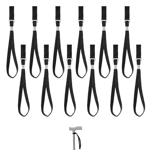 12 PCS Walking Stick Wrist Straps,Black Walking Stick Strap Wrist,Essential Wrist Loops for Walking Stick Accessories, Walking Stick Holder Wrist Strap for Enhanced Support,Gifts for Elderly