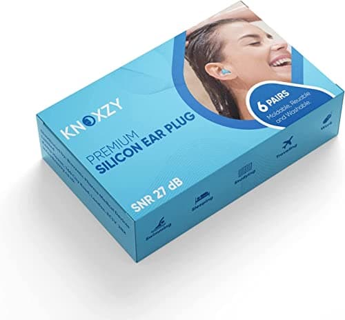 Knoxzy Silicone Ear Plugs for Sleeping Re-Usable Waterproof, SNR = 27dB Noise Cancelling Premium Moldable Ear Plugs for Sleeping, Travelling, Studying Noise Reduction Pack of 2 — view 2