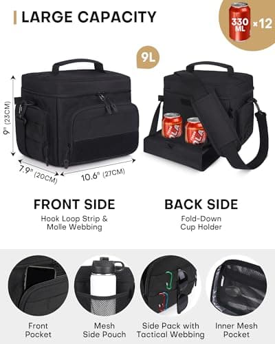 12L Insulated Lunch Box for Men, Leakproof Cooler Lunch Bag for Work — view 3