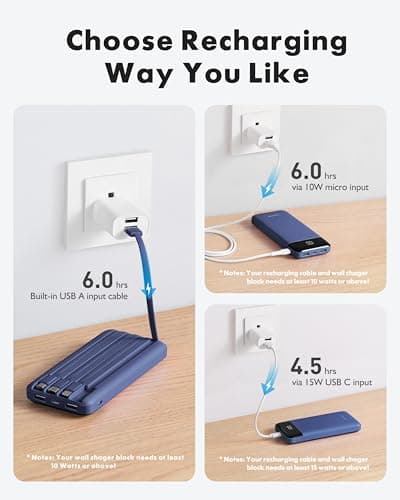 Charmast Power Bank with Built in Cables X 4, 10000mAh Portable Charger — view 4