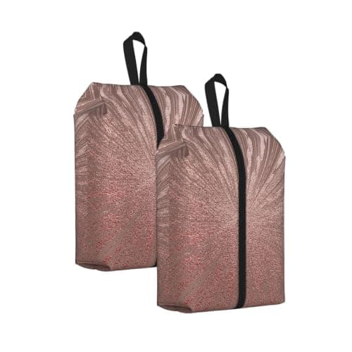 Rose Gold Pink Print Waterproof Shoe Bag Travel Bag with Carry Strap Storage Bag Versatile Cosmetic Bag-2pcs