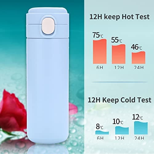 Stainless Steel Vacuum Insulated Water Bottle Flask Portable Leak Proof One Button Large Opening for Travel Outdoor Gym Fitness Camping Beverage Hot Cold Retention — view 4