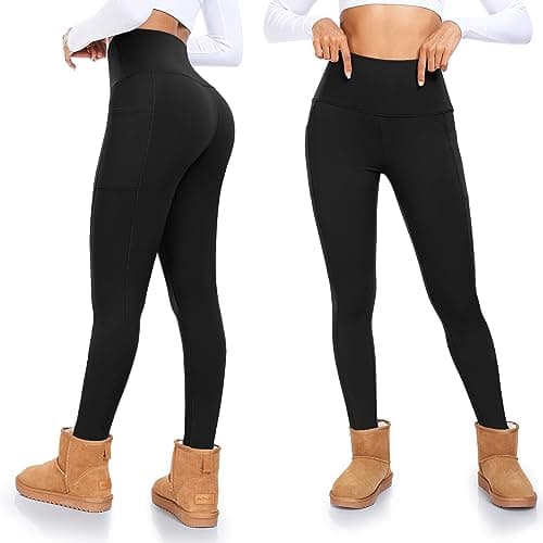 FULLSOFT 4-Pack Fleece Lined Leggings with Pockets for Women, High Waist, Thermal Winter Warm Yoga Pants for Workout, Running — view 2