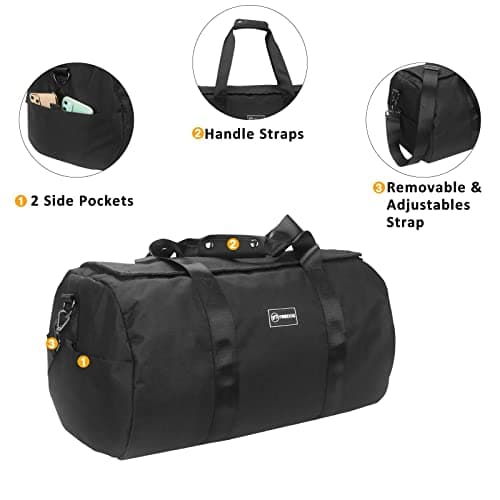 FIREDOG Smell Proof Duffle Bag, Large Smell Proof Bag for Travel Storage, Classic Black, with Lock — view 5