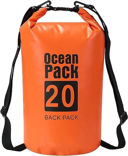 LATERN Waterproof Dry Bag, 20L PVC Dry Sack Backpack 100% Waterproof Bag with Adjustable Double Shoulder Strap for Kayaking Rafting Boating Hiking Camping Travel Fishing Sea Swimming (Orange)