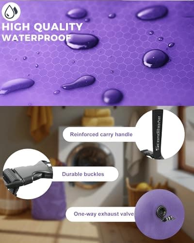 Compression Travel Laundry Bag for Dirty Clothes, Pump-Free Laundry Bag for Suitcase & Dorm, Waterproof Wet Dry Clothes Organizer, Large Capacity Space Saving Travel Bag (1 Pcs)(Purple, M) — view 6