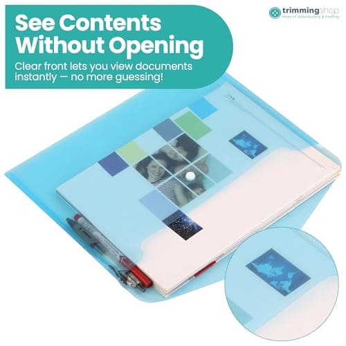 Trimming Shop A4 Plastic Document Wallets with Snap Closure, 5pcs — view 3