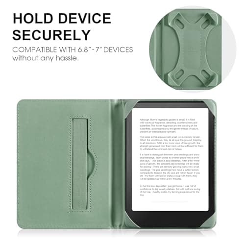 HoYiXi Universal Case for 6.8 Inch 7 Inch Kindle eReaders Compatible with Paperwhite/Kobo/BOOX T68/iReader Ocean,6.8-7" eReaders Protective Case Cover Elastic rope,Green — view 3
