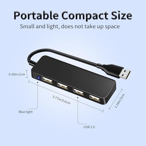 Critin 4-Port Ultra-Thin Portable USB 2.0 Hub, Multi-USB Port Extender — view 4