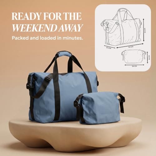 LUGG Travel Duffle & Toiletry Bag Set – 900D Waterproof PVC Holdall with Detachable Shoulder Strap, Spacious Weekend Gym Bag & Matching Wash Bag, Lightweight Durable Travel Bag for Men & Women — view 3