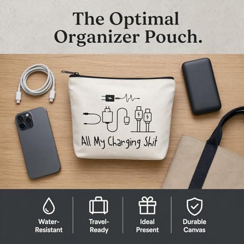 Travel Essentials Cable Bag, Funny Charging Cord Organizer Pouch for Women Men, Waterproof Tech Accessories Storage, Holiday Gifts Gadget Bag for USB Leads Power Bank — view 4